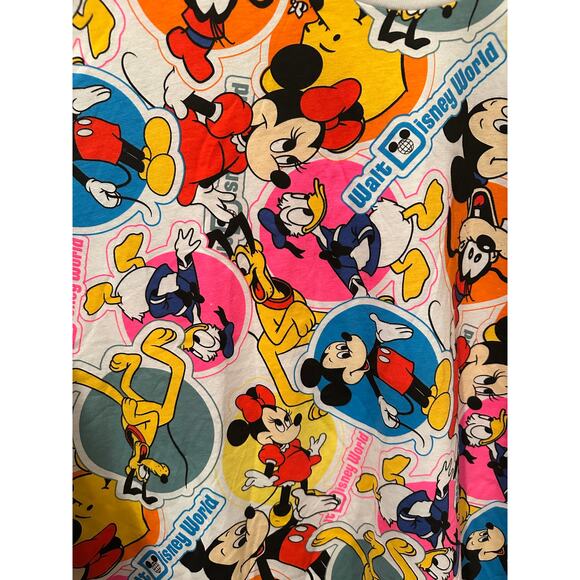 NWT Disney Parks World AOP Faux Stickers Vintage 50th Anniversary Tee M - Picture 2 of 4